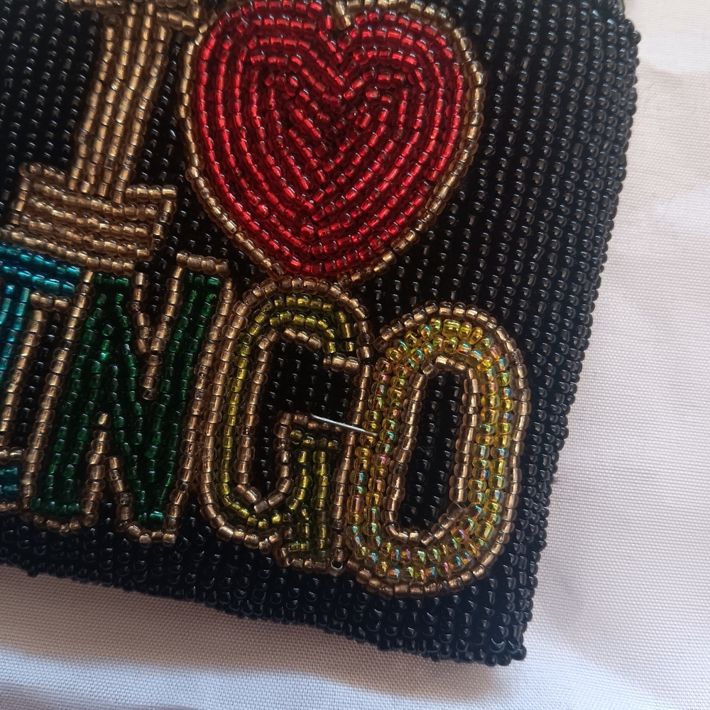 Beaded 'I Love Bingo' Black Coin Purse - Picture 3 of 3